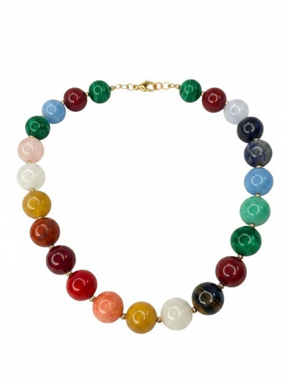 🌈▪️Piper K ▪️Multicolor Genuine Stones beaded Statement 15 Inch Necklace